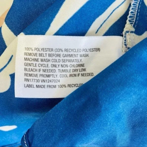 Alexis Blue Mini Dress XXS Floral Print Rope Belt Swing Long Sleeve Satin New - Picture 13 of 15